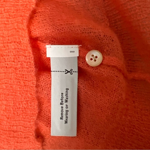 J.Crew Womens Mohair Wool Blend Cardigan Coral Ruffle Size Large Work Casual - Picture 7 of 10
